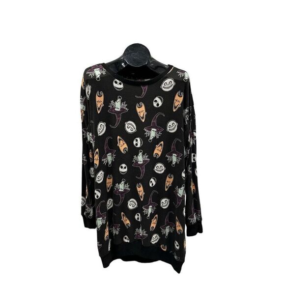Disney Tim Burton’s Nightmare Before Christmas Black Character Print Knit Cozy S - Picture 1 of 13
